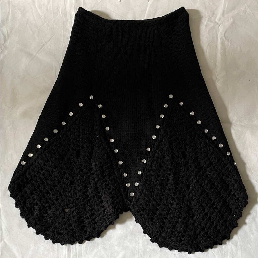 Betsey Johnson Black A-Line Skirt with Silver Accents